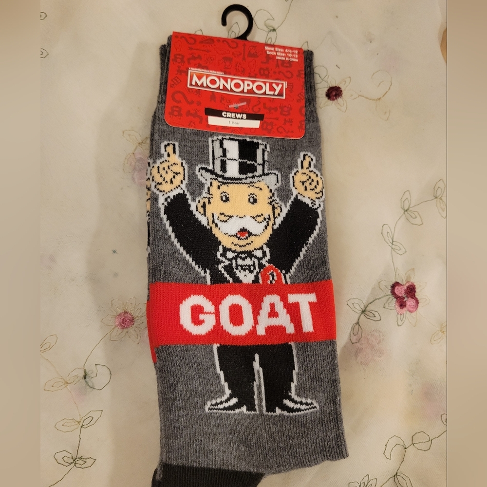 NWT Monopoly Graphic CREW SOCKS. Party Socks OS